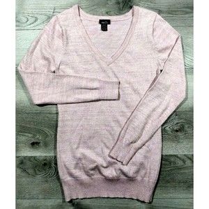 Rue 21 Long Sleeve V-Neck Tunic Sweater Womens Large Stretch Hem Sparkle Pink